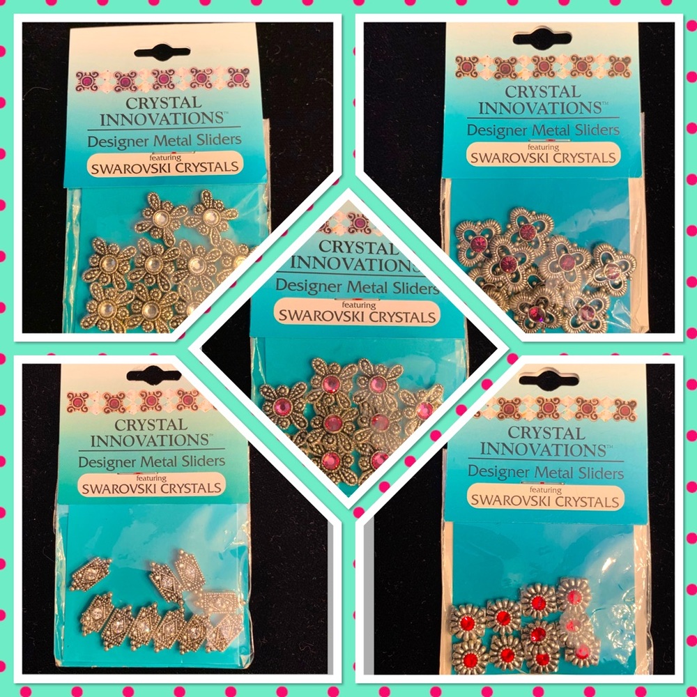 A bundle of metal sliders with Swarovski Crystals